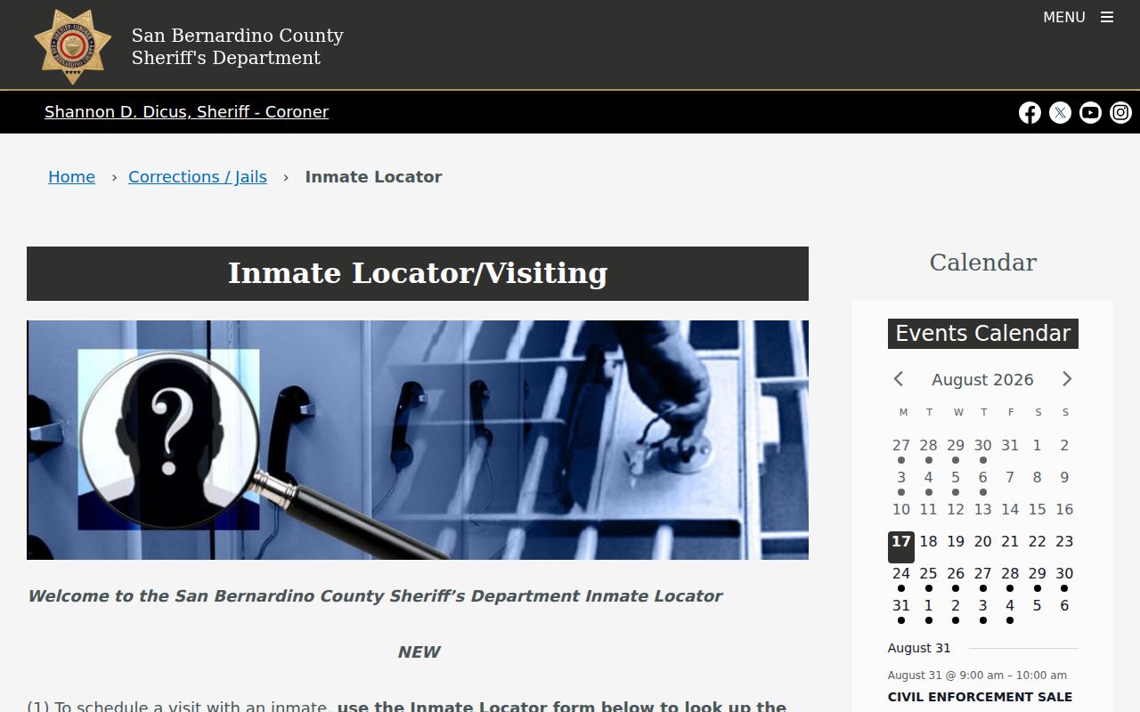Rancho Cucamonga resident lookup county inmate locator