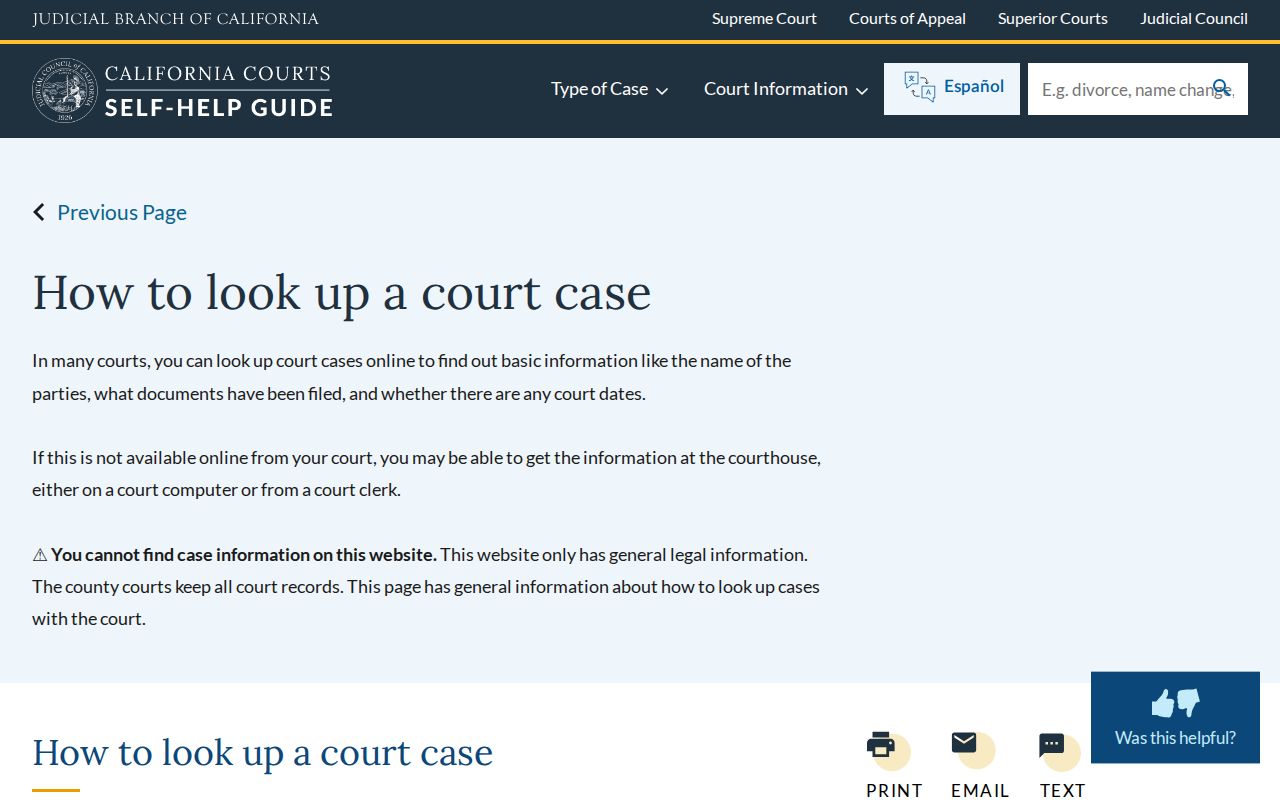 Rancho Cucamonga resident lookup California court guidance